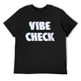 thumbnail image 1 of Mens Vibe Check Distorted Bold Text Round Neck T-Shirt Black Large, 1 of 5