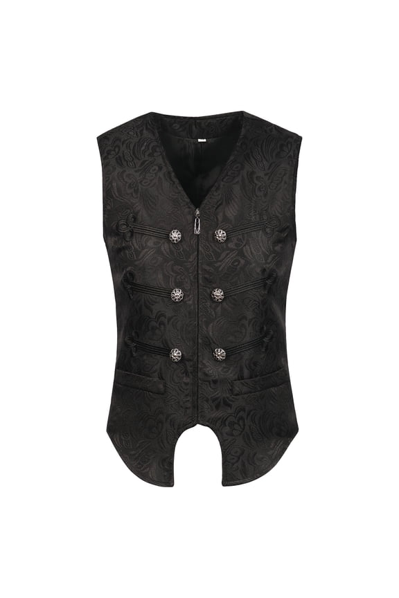 Mens Victorian Suit Vest Sleeveless Front Zip Vintage Slim Waist Wrap Medieval Retro Tailcoat Vneck Casual Vests