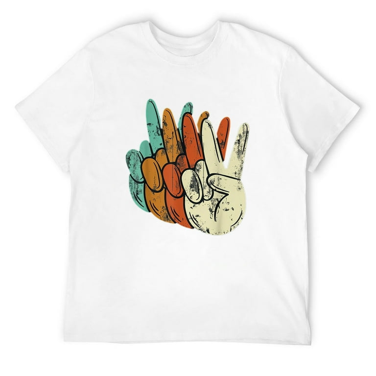 Mens Victory Hand Peace Sign Peace T Shirt White