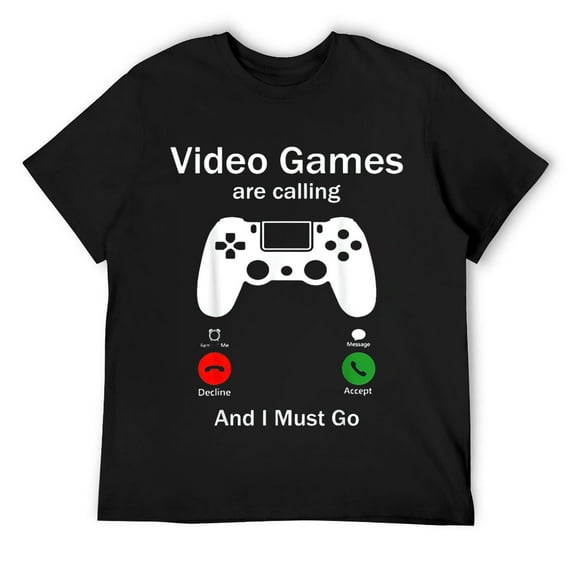 Mens Video Games Are Calling And I Must Go Funny Console Gamer T-Shirt Black Small