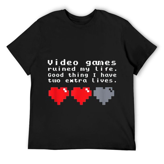 Mens Video Games Ruined My Life T-Shirt I Gamer Players Sarcastic Black