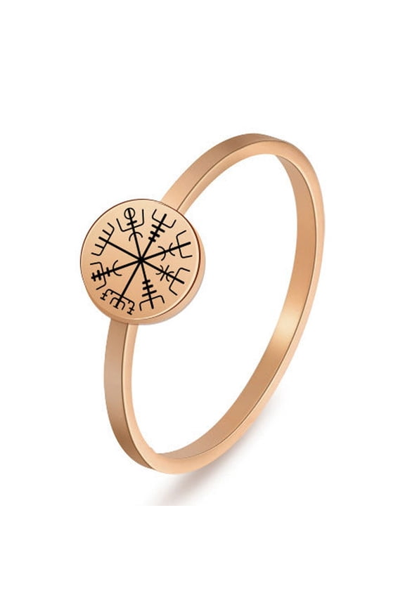 Mens Viking Compass Ring Norse Jewelry Laser Engraved Titanium Steel Ring for Men and Women Norse Themed Ring Viking Jewelry Gift for Him or Her