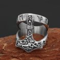 thumbnail image 1 of Mens Viking Hammer Ring Stainless Steel Geometric Design Vintage Norse Mythology Inspired Adornment Of Quality, 1 of 5