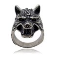 thumbnail image 1 of Mens Vintage Alloy Animal Ring: Giant Wolf Head Design Fashion Statement Ring for Men  Antique Silver Finish, 1 of 6