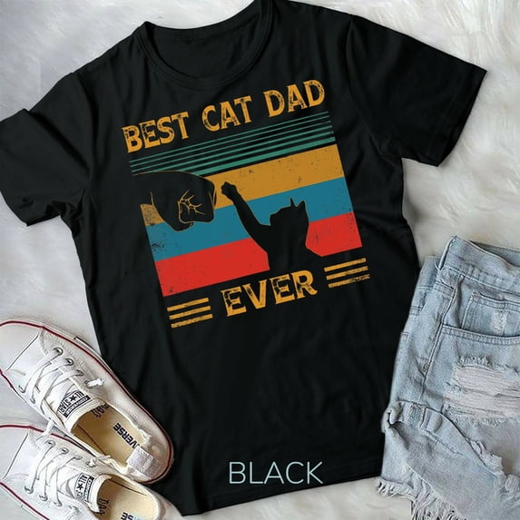 Mens Vintage Best Cat Dad Ever Bump Cat Lover Gifts Unisex Form T-Shirt