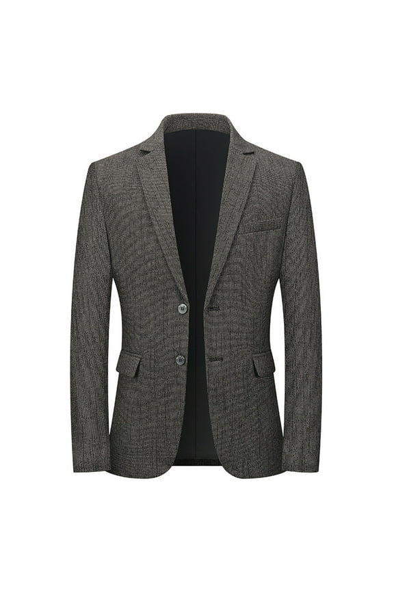 Mens Vintage Blazer Herringbone Tweed Blazer Two Button Jacket Business Dress Sport Coat with Pocket Gray L