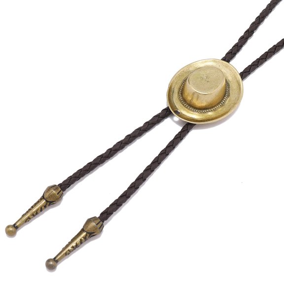 Mens Vintage Bolo Tie Western Metal 3D Cowboy Hat Pendant Braided Rope Shirt Collar Necktie Jewelry Accessories