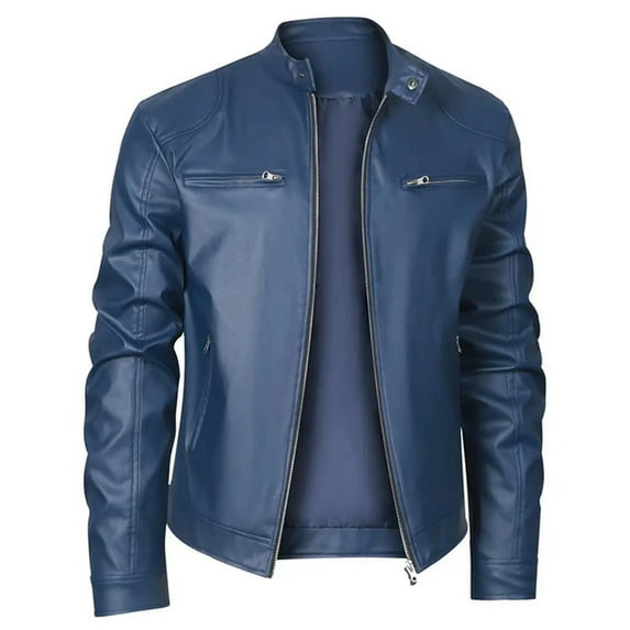 Mens Vintage Cafe Racer Motorcycle Biker Leather Jacket Hipple Rock Faux Leather Coat Lightweight Plus Size Outerwear