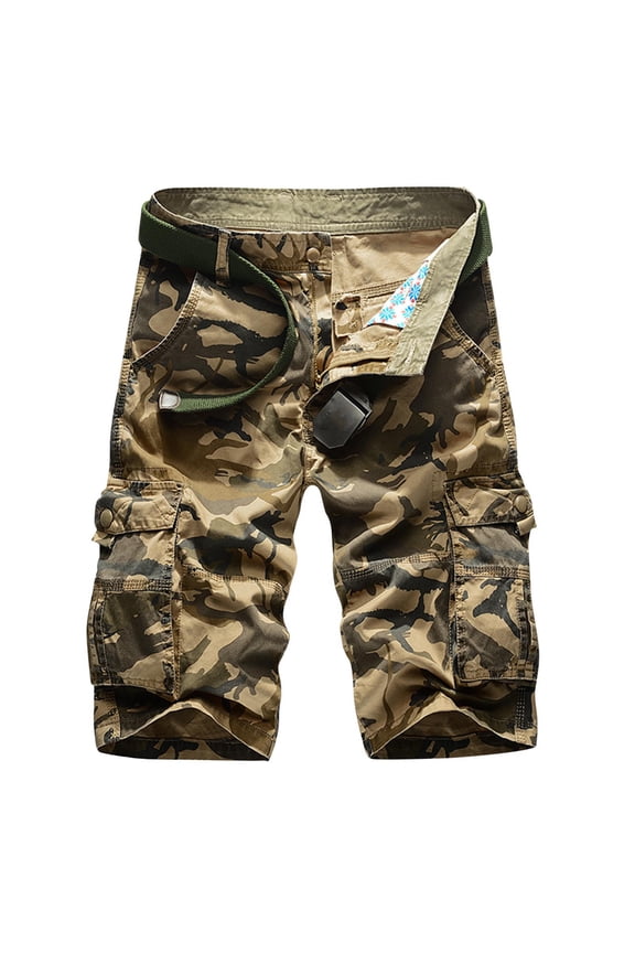 Mens Vintage Cargo Shorts Multi Pockets Cotton Relaxed Fit Short Outdoor Loose Fit Military Camo Cargo Shorts