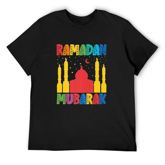 Mens Vintage Cute Ramadan Mubarak Sunset Fasting Month T-Shirt Black Large