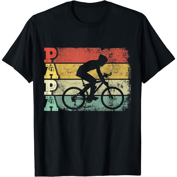 Mens Vintage Cycling Papa Bicycle Dad Cyclist Father's Day T-Shirt