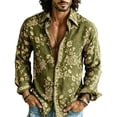 thumbnail image 1 of Mens Vintage Floral Lapel Long Sleeve Shirt, Soft Button Down Blouse, Retro Street Travel Casual Men Shirt, 1 of 5