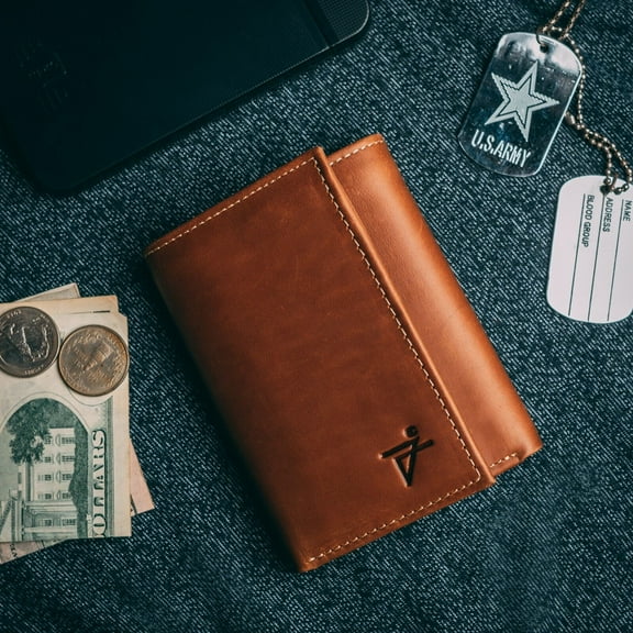 Mens Vintage Genuine Leather Wallet RFID Trifold Wallet for Men Brown by JTC
