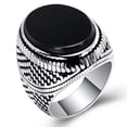 thumbnail image 1 of Mens Vintage Geometric Ring Alloy Electroplated With Black Artificial Gemstones European American Design Style Trend, 1 of 5
