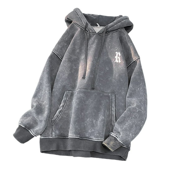 Mens Vintage Hoodies Distressed  Hooded Sweatshirt Graphic Pullover