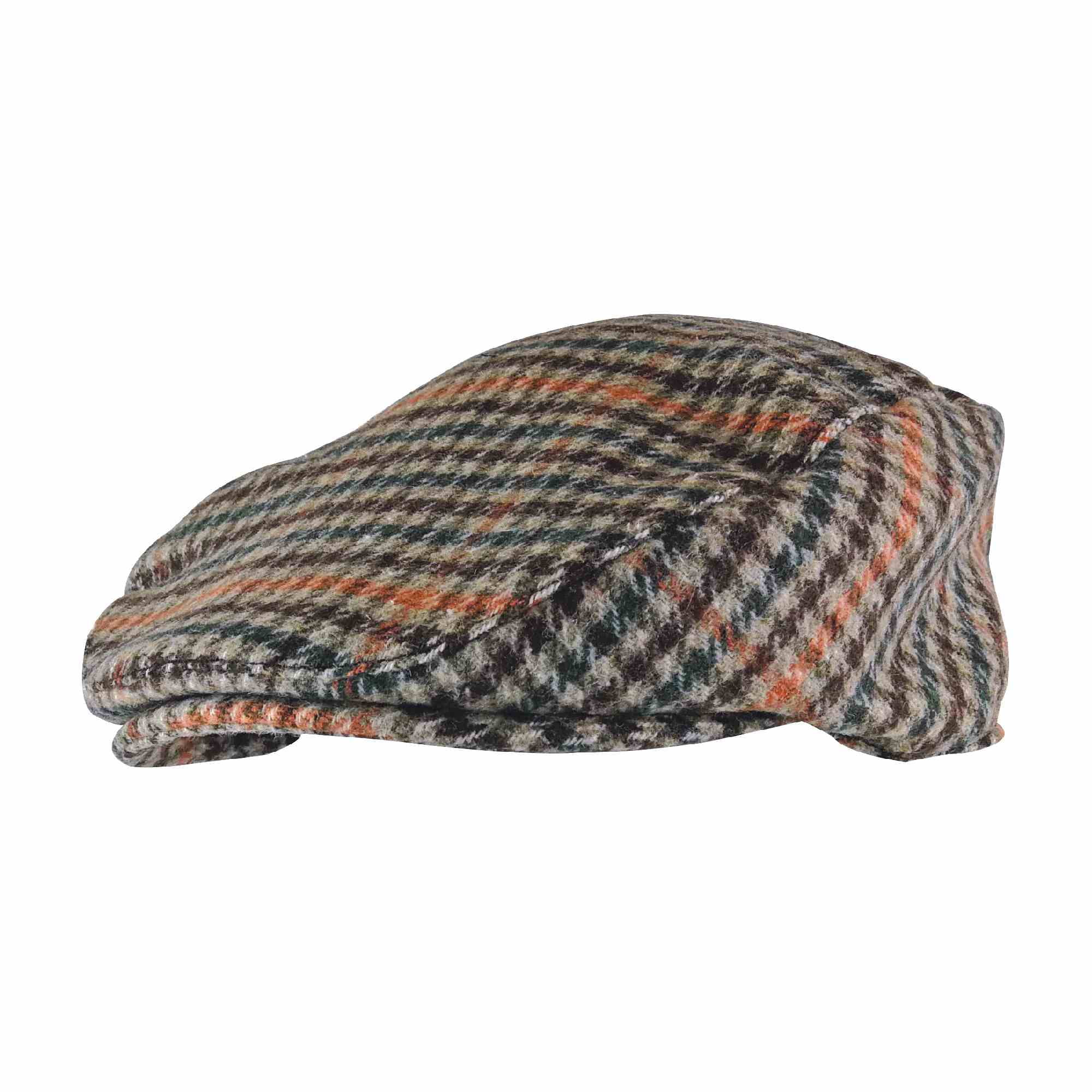 Tan & Brown Multi Oversized Houndstooth Wool Blend Adjustable Flat Cap by D&Y Beige-brown Flat Cap Unisex,spring Wool Newsboy Cap  main image 4