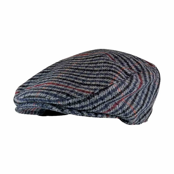 Mens Vintage Houndstooth Plaid Wool Blend Newsboy Flat Ivy Cap Hat