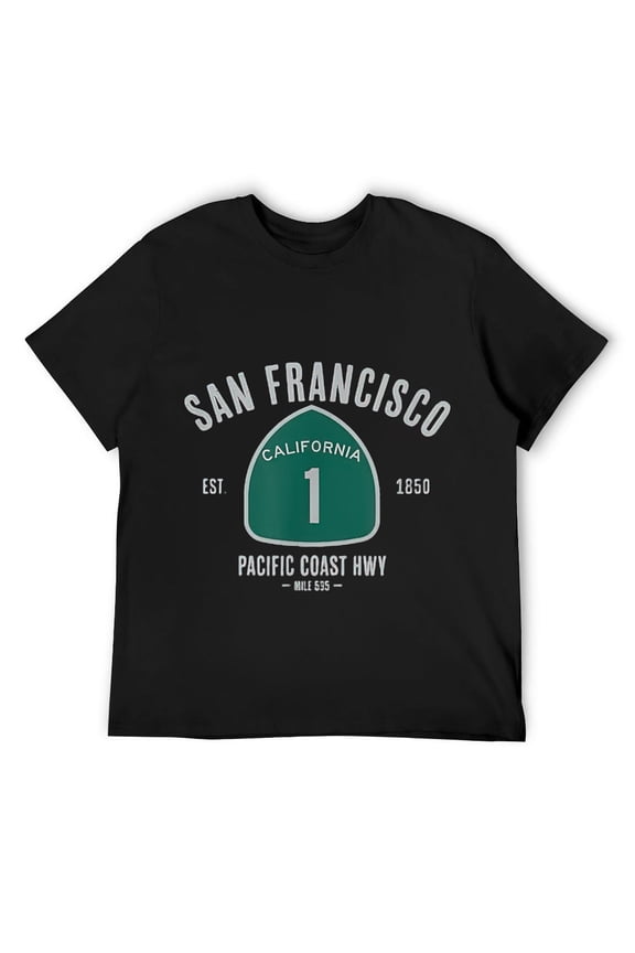 Mens Vintage Pacific Coast Highway Tee Shirts Black
