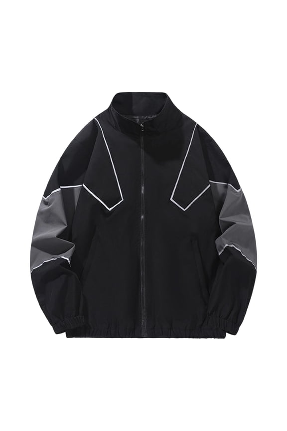 Mens Vintage Patchwork Jacket Full Zip Racing College Streetwear Lightweight Jackets Hip Hop Style Y2k Bomber