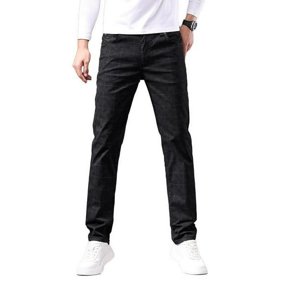 Mens Vintage Plaid Dress Pants Chino Pants Versatile Casual to Formal Wear