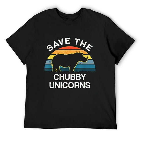 Mens Vintage Retro Save The Chubby Unicorns T-Shirt Black X-Large