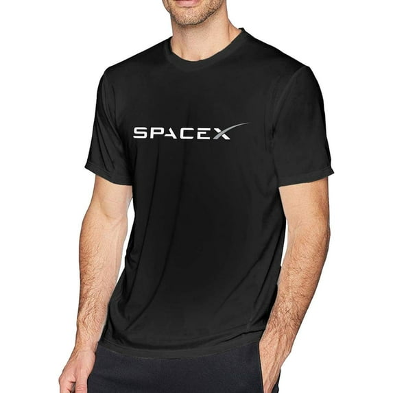 Mens Vintage SPACEX Tshirt Crew Neck Top Clothing T Shirt Black