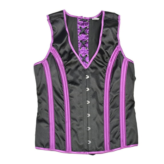 Mens Vintage Shapewear Vest Sleeveless V Neck Lace-Up Color-Block Waist Support Body Shaper Corsets Tops