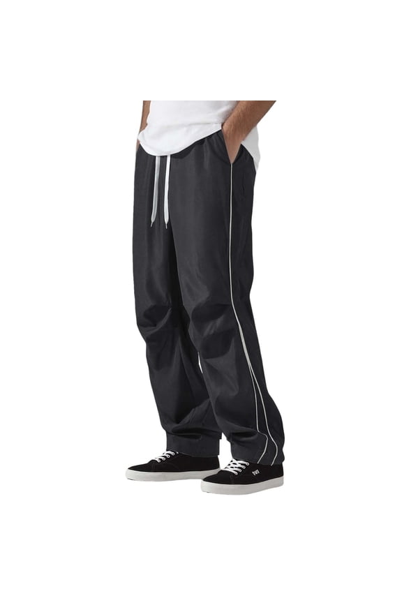Mens Vintage Shell Pants Outdoor Athletic Loose Fit Straight Leg Trousers Lightweight Summer Casual Sporty Long Bottoms L