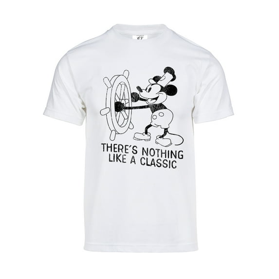 Mens Vintage Steamboat Willie T-Shirt - Nothing Like A Classic Shirt, White Large