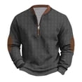thumbnail image 1 of Mens Vintage Sweatshirt Quarter Zip Long Sleeve Knit Sweater Pullover with Elbow Patches, 1 of 5
