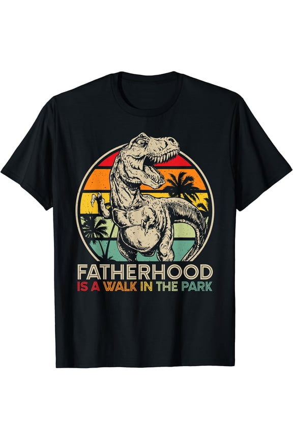 Mens Vintage T-Rex Dinosaur Dad T-Shirt Funny Fatherhood Gift Idea