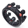 thumbnail image 1 of Mens Vintage Titanium Steel Ring 10mm Wide Band Crown Red Diamond Detail Durable Fashion Jewelry Gift Worth It, 1 of 3