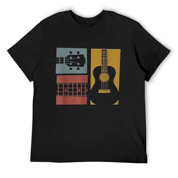 Mens Vintage Ukulele Guitar Shirt Uke Player Musician Gifts T-Shirt Black 2X-Large