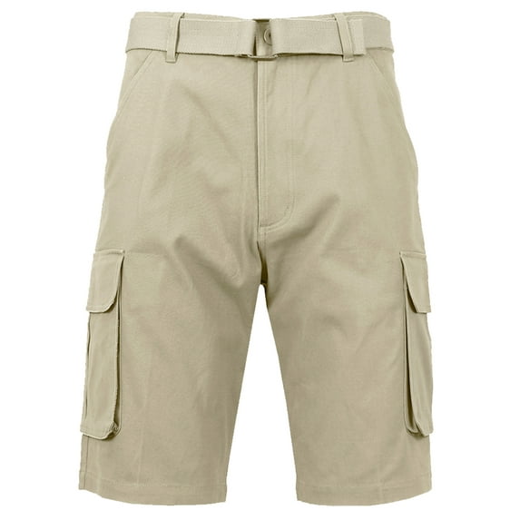 Mens Vintage Utility Cotton Cargo Shorts With Belt