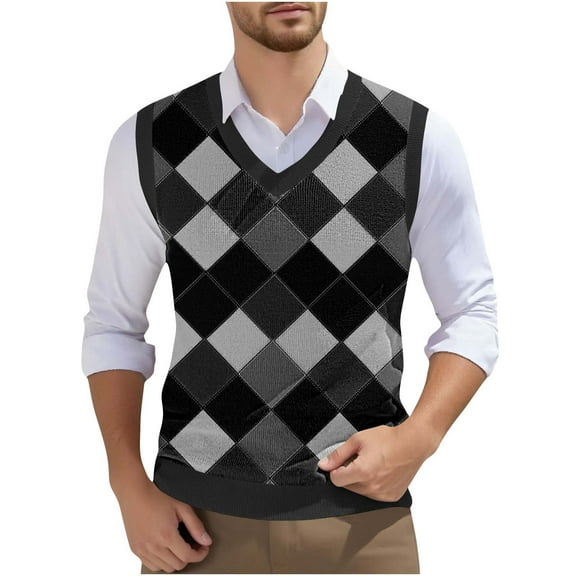 Mens Vintage Vest V-Neck Sleeveless Knitted Pullover Top Casual Sports Casual Business Vests