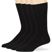 Mens Viscose From Bamboo Comfort Big and Tall Socks, Black, XLarge 13-15, 4 Pack