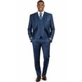 thumbnail image 1 of Mens Vitali Three Piece Suit Vested Sheen Sharkskin Business M3090 Ink blue, 1 of 10
