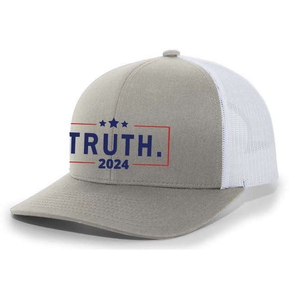 Mens Vivek Hat Vivek Ramaswamy Truth Slogan 2024 Mesh Back Trucker Hat Baseball Cap-Heather Grey/White
