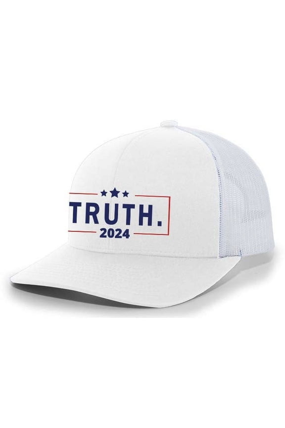 Mens Vivek Hat Vivek Ramaswamy Truth Slogan 2024 Mesh Back Trucker Hat Baseball Cap-White/White