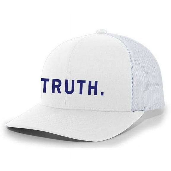 Mens Vivek Hat Vivek Ramaswamy Truth Slogan Mesh Back Trucker Hat Baseball Cap-White/White/Navy Thread
