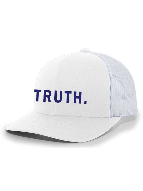 Mens Vivek Hat Vivek Ramaswamy Truth Slogan Mesh Back Trucker Hat Baseball Cap-White/White/Navy Thread