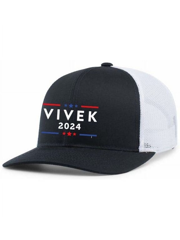 Mens Vivek Hat Vivek Ramaswamy for President 2024 Stars Mesh Back Trucker Hat Baseball Cap-Navy/White
