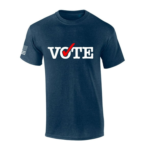 Mens Vote Tshirt Patriotic Vote Election Day American Flag Short Sleeve T-shirt-Heather Navy-xxxl