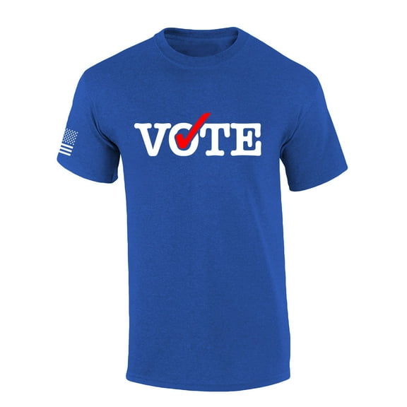 Mens Vote Tshirt Patriotic Vote Election Day American Flag Short Sleeve T-shirt-Heather Royal-medium