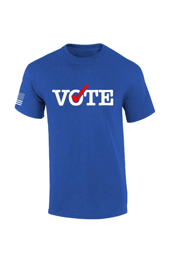 Mens Vote Tshirt Patriotic Vote Election Day American Flag Short Sleeve T-shirt-Heather Royal-medium