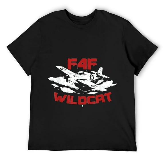 Mens WW2 F4F Wildcat Shirt Vintage Machine Veteran Pilot Tee Black