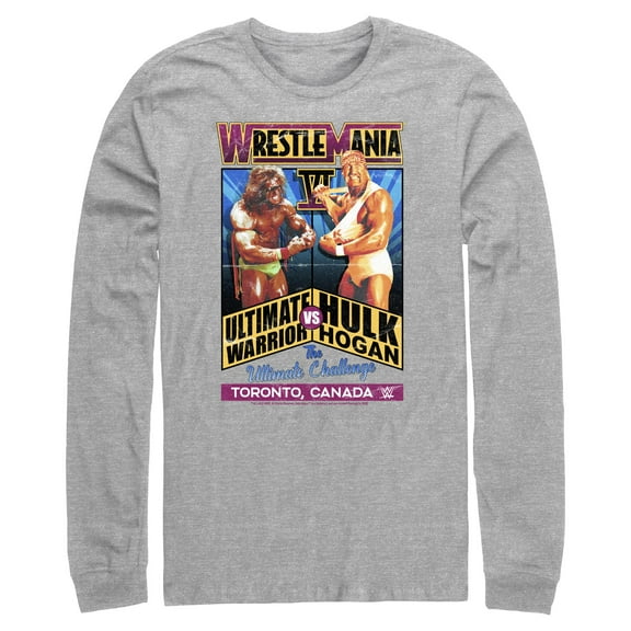 Mens WWE Hulk Hogan VS The Ultimate Warrior Poster Long Sleeve Shirt