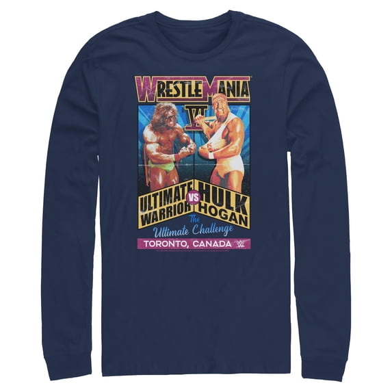 Mens WWE Hulk Hogan VS The Ultimate Warrior Poster Long Sleeve Shirt