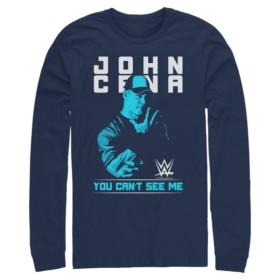 Mens WWE John Cena You Can't See Me Blue Long Sleeve Shirt