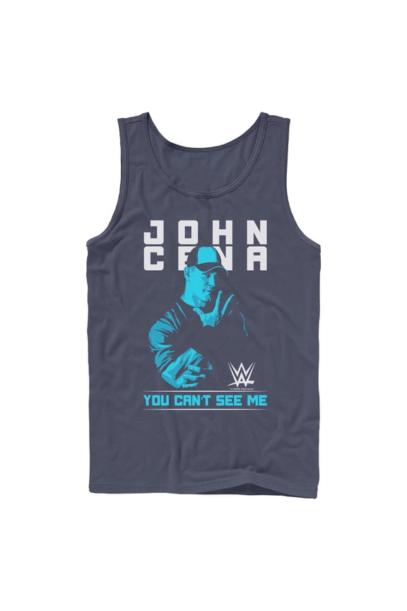 Mens WWE John Cena You Can't See Me Blue Tank Top